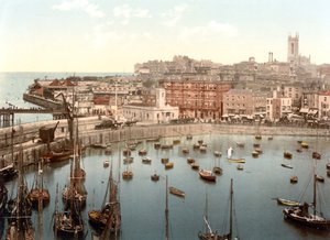 Margate a kikötőből (kézzel színezett fotó) alkotó: English School
