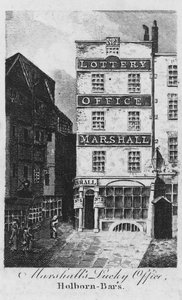 Marshall Lucky Office Holborn-Bars, 1817 körül (metszet) alkotó: English School