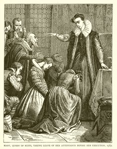 Mária, a skótok királynője, kivégzése előtt búcsút vesz kísérőitől, 1587 alkotó: English School
