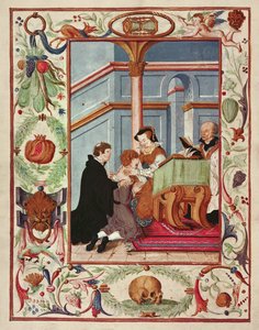 Mary Tudor megérint egy scrofull fiút alkotó: English School