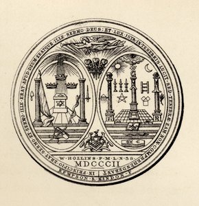 Szabadkőműves pecsét, 1802, „The History of Freemasonry, III. kötet”, Thomas C. Jack kiadója, London, 1883 alkotó: English School