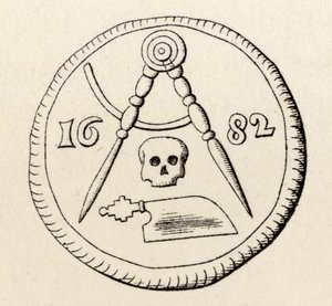 A Maestricht Carpenters szabadkőműves pecsétje, 1682-ben, a „The History of Freemasonry, II. kötet”-ből, Thomas C. Jack kiadója, London, 1883 alkotó: English School