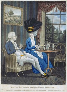 Levendula mester kvalifikálja magát a hadseregbe, kocsma. Carington Bowles (fl.1744-93), 1781 (mezzotinta metszet) alkotó: English School