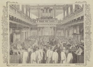 Pénzes felvonulás a Whitehall-kápolnában, 1844-es nagycsütörtökön alkotó: English School