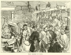 Húspiac Párizsban, 1870. október alkotó: English School