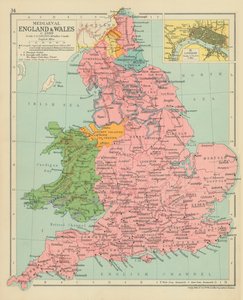 Középkori Anglia és Wales 1399 körül (színes litográfia) alkotó: English School
