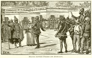 Pizarro és Atahualpa találkozása alkotó: English School