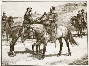 Garibaldi és Victor Emmanuel találkozása, a Cassells Illustrated History of England illusztrációja (szépia fotó) alkotó: English School