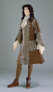Férfi kabát, 1720-as évek (hímzett West Country széles vászon) alkotó: English School