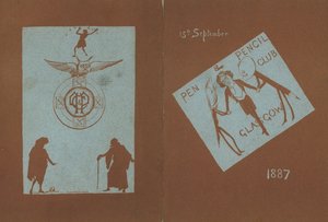 Menü egy bankettre Henry Irving tiszteletére, Pen and Pencil Club, Glasgow, 1887. szeptember 15. alkotó: English School
