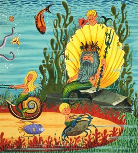 Mermaid Folk (gouache, papír) alkotó: English School