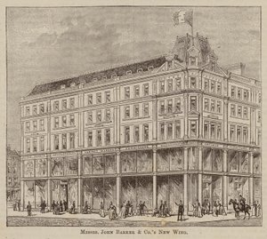 Messrs John Barker and Co, Drapers and General Warehousemen, Outfitters, Domestic Engineers, House Furnishers, and Purveyors, Kensington High Street, W (metszet) alkotó: English School