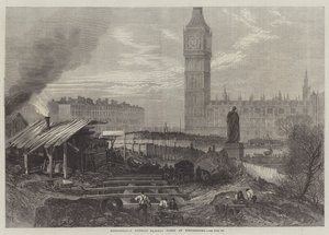 Metropolitan District Railway Works in Westminster (Stich) von English School