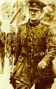 Michael Collins, a lázadók vezetője az 1916-os írországi húsvéti felkelésben alkotó: English School