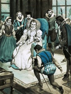 Miles Philips I. Erzsébet királynő audienciája alkotó: English School