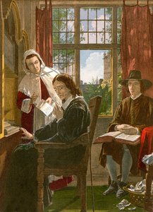 Milton diktálja a "Sámson Agonisztest" (színes metszet) alkotó: English School