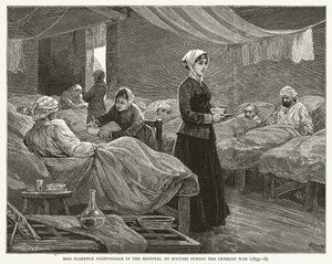 Florence Nightingale kisasszony a scutari kórházban a krími háború alatt (1855--6) alkotó: English School