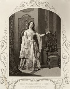 Miss Vandenhoff Júliaként, Rómeó és Júlia III. felvonása 1. jelenete, egy dagerrotípiából, kocsmából. szerző: John Tallis & Co. alkotó: English School