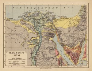 Modern Egyiptom és a Sínai-félsziget (színes litográfia) alkotó: English School