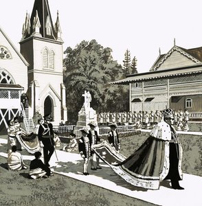 Modern monarchiák: A boldogság királysága. Tonga királya alkotó: English School
