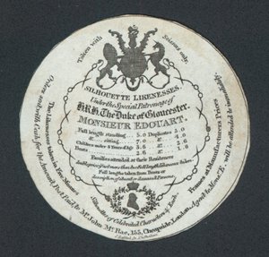 Monsieur Edouart, Sziluett hasonlatok, kereskedelmi kártya alkotó: English School