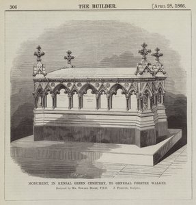 Emlékmű a Kensal Green temetőben Forster Walker tábornoknak, tervezte Edward Blore, az FRS… (metszet) alkotó: English School