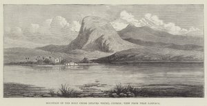 A Szent Kereszt hegye (Stavro Vouni), Ciprus, kilátás Larnaca közeléből (metszet) alkotó: English School
