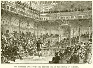 Mr. Disraeli bemutatja reformtörvényét az alsóházban