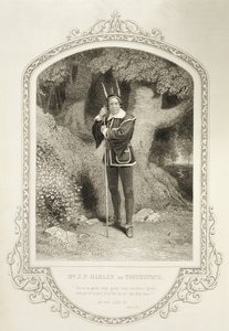 Mr. J. P. Harley mint próbakő, V. felvonás 1. jelenet, William Shakespeare (1564-1616) Ahogy tetszik című filmjében, amelyet George Hollis (1792-1842) vésett J. P. Mayall (1810-1901) dagerrotípiájából alkotó: English School