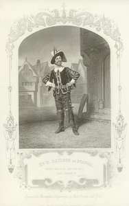 Mr. W. Davidge pisztolyként, V. Henrik király, II. felvonás, I. jelenet alkotó: English School