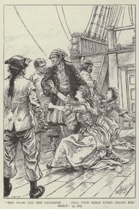 "Mrs Glass és a lánya térdre esett, és kegyelemért kiáltott" (metszet) alkotó: English School