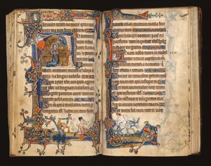 Ms 1-2005, ff.182v-183r: Dávid imádkozik, történetíró kezdőbetű a Macclesfield Psalterből, Use of Sarum, East Anglia, 1330 körül alkotó: English School