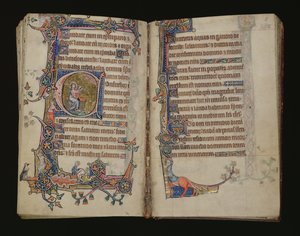 Ms 1-2005, ff.207v-208r: Jesaja betet, historisierte Initiale aus dem Macclesfield Psalter, Gebrauch von Sarum, Ostanglien, ca. 1330 von English School