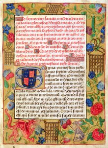 Ms 261 fol.1r oldal a pestistraktusok latin és angol nyelvű gyűjteményéből, 1500 körül alkotó: English School