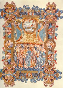 Ms 274 (Y-6) fol.158 A Bárányt imádó sokaság, Jumieges Róbert miséjéből, 1016 körül alkotó: English School