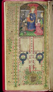 Ms 41-1950, f.2v: Dedikációs oldal Margaret Beauchamp Órakönyvéből, 1424 körül alkotó: English School