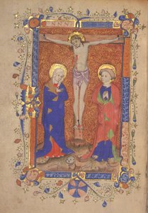 Ms 515 fol.108r Keresztre feszítés Szent Máriával és Keresztelő Szent Jánossal, St. Botolph Aldersgate misekönyvéből, 1420-30 alkotó: English School