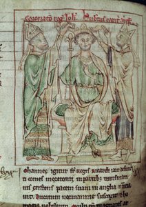 Ms 6712 (A.6.89) fol.144v János király (1167-1216), miniatűr a Flores Historiarumból, Matthew Paris, 1250-52 alkotó: English School