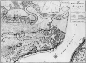 Ms A 224 f.8 Quebec városának és környékének térképe az amerikaiak ostromával és blokádjával, illusztráció az „Atlas de la guerre d