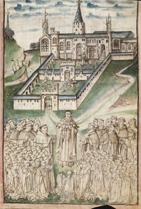 Ms. New Coll 288, f3r. (Chaundler-kézirat), William of Wykeham élete, Thomas Chaundler (toll, tinta és tempera pergamen) alkotó: English School