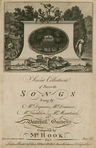 A londoni Vauxhall Gardens-ben énekelt kedvenc dalokat összegyűjtő kotta Hook úr által alkotó: English School