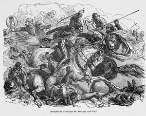 Az angol lovasság által üldözött lázadók alkotó: English School