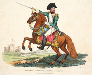Napóleon Bonaparte, Franciaország császára, vésette Romney, kocsma. Richard Evans, illusztráció a Waterloo-i csata történetéről, William Mudford, 1816 alkotó: English School