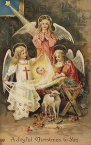 Születésjelenet angyalokkal (kromolito) alkotó: English School