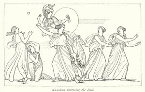 Nausicaa labdát dob (litho) alkotó: English School