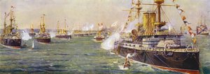 Tengerészeti szemle Spitheadben Viktória királynő gyémántjubileumára alkotó: English School