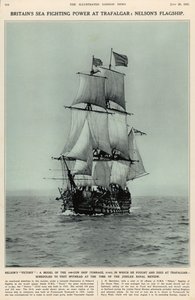 Nelsons Victory: annak a 100 ágyús hajónak a modellje, amelyen Trafalgarban harcolt és meghalt, a The Illustrated London News Royal Naval and Military Review számából, 1935. július 20. alkotó: English School