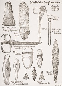Neolithic Implements, illusztráció H.G. Wells „The Outline of History” című művéből, I. kötet, 1920-ban alkotó: English School