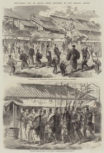 Újév napja Japánban (metszet) alkotó: English School