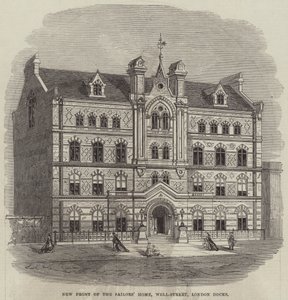 A tengerészek otthonának új frontja, Well-Street, London Docks (metszet) alkotó: English School